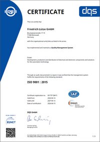 Certificate of Quality Management System - Friedrich Lütze GmbH